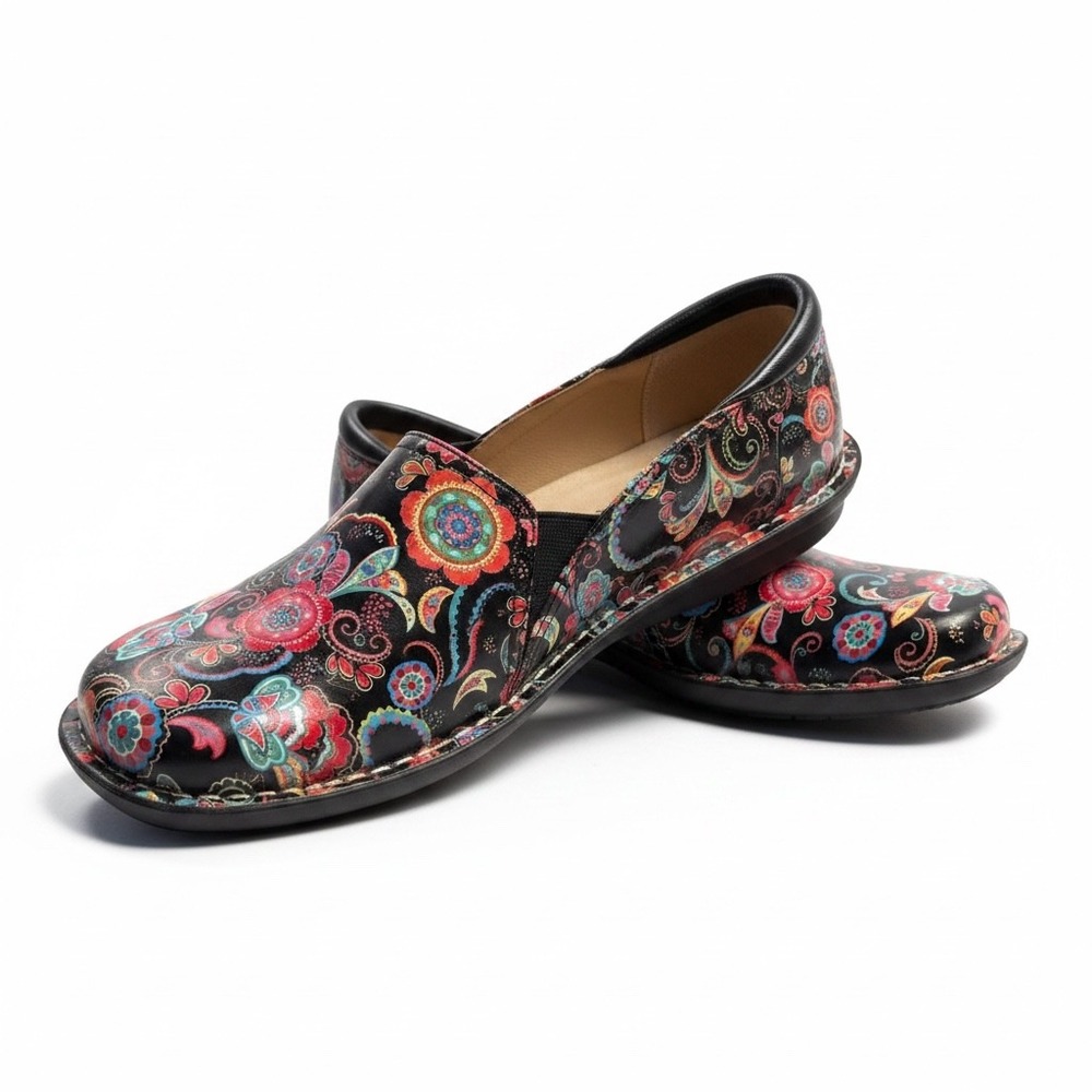 Alegria Debra Paisley Party Slip On Clogs Leather Shoes Women 39 Slip Resistant
